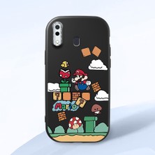 HONTINGA Samsung Galaxy A20 ile Uyumlu Kılıfı Kamera Korumalı Düşüme Önleyici Basitlik Siyah Yumuşak Silikon Telefon Kılıfı Mario Desenli K4-0181