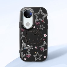 HONTINGA Vivo V50 ile Uyumlu Kılıfı Kamera Korumalı Düşüme Önleyici Basitlik Siyah Yumuşak Silikon Telefon Kılıfı Hello Kitty Desenli K4-0227