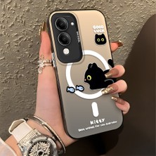 HONTINGA Vivo Y29S ile Uyumlu Kılıfı Silikon Kenar Sert Arka Düşüme Önleyici Basitlik Anti Düşme Kamera Korumali Yaratıcı Desen Telefon Kılıfı Kadın ve Erkek Için Uygundur K1-0848