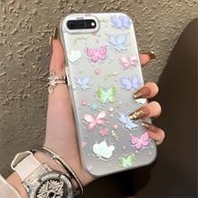 HONTINGA iPhone 8 Plus ile Uyumlu Kılıfı Silikon Kenar Sert Arka Düşüme Önleyici Basitlik Anti Düşme Kamera Korumali Küçük Kelebek Desen Telefon Kılıfı Kadın ve Erkek Için Uygundur K1-0851