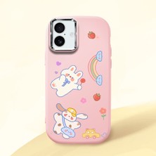 HONTINGA iPhone 16 Plus ile Uyumlu Kılıfı Kamera Korumalı Düşüme Önleyici Basitlik Pembe Yumuşak Silikon Telefon Kılıfı Kalp Desenli K4-0183