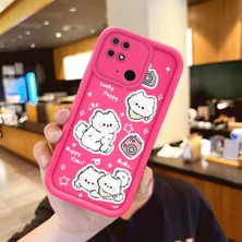 HONTINGA Redmi 10C ile Uyumlu Kılıfı Düşüme Önleyici Basitlik Anti Düşme Kamera Korumali Şirin Kedi Desen Gül Kırmızı Yumuşak Silikon Telefon Kılıfı Kadın ve Erkek Için Uygundur K8-0087