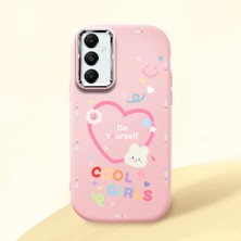 HONTINGA Samsung Galaxy A05S ile Uyumlu Kılıfı Kamera Korumalı Düşüme Önleyici Basitlik Pembe Yumuşak Silikon Telefon Kılıfı Kalp Desenli K4-0226