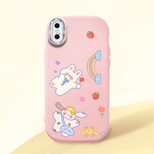 HONTINGA iPhone x ile Uyumlu Kılıfı Kamera Korumalı Düşüme Önleyici Basitlik Pembe Yumuşak Silikon Telefon Kılıfı Kalp Desenli K4-0183