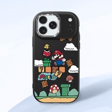 HONTINGA iPhone 17 Pro Max ile Uyumlu Kılıfı Kamera Korumalı Düşüme Önleyici Basitlik Siyah Yumuşak Silikon Telefon Kılıfı Mario Desenli K4-0181