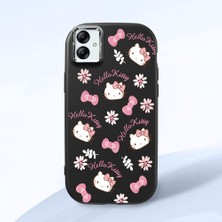 HONTINGA Samsung Galaxy A04E ile Uyumlu Kılıfı Kamera Korumalı Düşüme Önleyici Basitlik Siyah Yumuşak Silikon Telefon Kılıfı Hello Kitty Desenli K4-0182