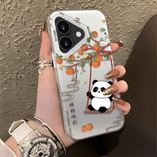 HONTINGA iPhone 16 Plus ile Uyumlu Kılıfı Silikon Kenar Sert Arka Düşüme Önleyici Basitlik Anti Düşme Kamera Korumali Kedi Panda Telefon Kılıfı Kadın ve Erkek Için Uygundur K1-0846