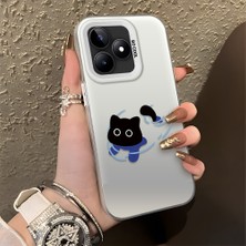 HONTINGA Realme C53 ile Uyumlu Kılıfı Silikon Kenar Sert Arka Düşüme Önleyici Basitlik Anti Düşme Kamera Korumali Kedi Desen Telefon Kılıfı Kadın ve Erkek Için Uygundur K1-0845