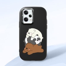HONTINGA Poco X5 Pro 5g ile Uyumlu Kılıfı Kamera Korumalı Düşüme Önleyici Basitlik Siyah Yumuşak Silikon Telefon Kılıfı Ayı Desenli K4-0225