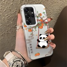 HONTINGA Samsung Galaxy S25 Ultra ile Uyumlu Kılıfı Silikon Kenar Sert Arka Düşüme Önleyici Basitlik Anti Düşme Kamera Korumali Kedi Panda Telefon Kılıfı Kadın ve Erkek Için Uygundur K1-0846