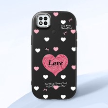 HONTINGA Redmi 9c ile Uyumlu Kılıfı Kamera Korumalı Düşüme Önleyici Basitlik Siyah Yumuşak Silikon Telefon Kılıfı Kalp Desenli K4-0228