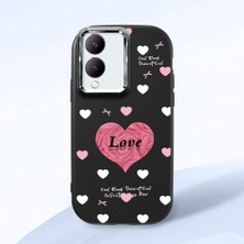 HONTINGA Vivo Y28 ile Uyumlu Kılıfı Kamera Korumalı Düşüme Önleyici Basitlik Siyah Yumuşak Silikon Telefon Kılıfı Kalp Desenli K4-0228