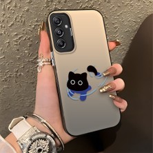 HONTINGA Samsung Galaxy M34 ile Uyumlu Kılıfı Silikon Kenar Sert Arka Düşüme Önleyici Basitlik Anti Düşme Kamera Korumali Kedi Desen Telefon Kılıfı Kadın ve Erkek Için Uygundur K1-0845
