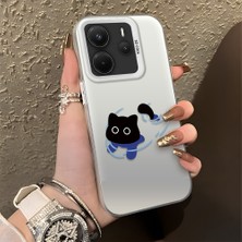 HONTINGA Xiaomi Redmi Note 14 4g ile Uyumlu Kılıfı Silikon Kenar Sert Arka Düşüme Önleyici Basitlik Anti Düşme Kamera Korumali Kedi Desen Telefon Kılıfı Kadın ve Erkek Için Uygundur K1-0845