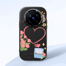HONTINGA Vivo X200 Pro ile Uyumlu Kılıfı Kamera Korumalı Düşüme Önleyici Basitlik Siyah Yumuşak Silikon Telefon Kılıfı Kalp Desenli K4-0183