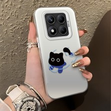 HONTINGA Xiaomi Redmi Note 14 Pro ile Uyumlu Kılıfı Silikon Kenar Sert Arka Düşüme Önleyici Basitlik Anti Düşme Kamera Korumali Kedi Desen Telefon Kılıfı Kadın ve Erkek Için Uygundur K1-0845