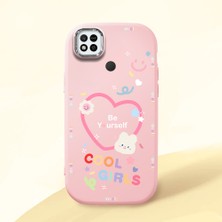 HONTINGA Redmi 9c ile Uyumlu Kılıfı Kamera Korumalı Düşüme Önleyici Basitlik Pembe Yumuşak Silikon Telefon Kılıfı Kalp Desenli K4-0226