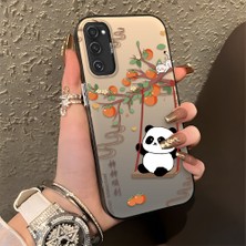 HONTINGA Samsung Galaxy S20 Fe ile Uyumlu Kılıfı Silikon Kenar Sert Arka Düşüme Önleyici Basitlik Anti Düşme Kamera Korumali Kedi Panda Telefon Kılıfı Kadın ve Erkek Için Uygundur K1-0846
