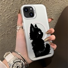 HONTINGA iPhone 13 Mini ile Uyumlu Kılıfı Silikon Kenar Sert Arka Düşüme Önleyici Basitlik Anti Düşme Kamera Korumali Kedi Desen Telefon Kılıfı Kadın ve Erkek Için Uygundur K1-0850