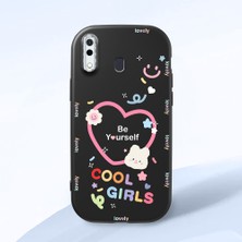 HONTINGA Samsung Galaxy A30 ile Uyumlu Kılıfı Kamera Korumalı Düşüme Önleyici Basitlik Siyah Yumuşak Silikon Telefon Kılıfı Kalp Desenli K4-0226