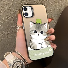 HONTINGA iPhone 12 Mini ile Uyumlu Kılıfı Silikon Kenar Sert Arka Düşüme Önleyici Basitlik Anti Düşme Kamera Korumali Kedi Desen Telefon Kılıfı Kadın ve Erkek Için Uygundur K1-0852