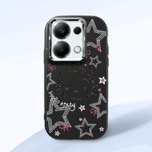 HONTINGA Redmi Note 13 Pro 4g ile Uyumlu Kılıfı Kamera Korumalı Düşüme Önleyici Basitlik Siyah Yumuşak Silikon Telefon Kılıfı Hello Kitty Desenli K4-0227