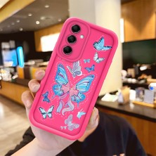 HONTINGA Samsung Galaxy M14 ile Uyumlu Kılıfı Düşüme Önleyici Basitlik Anti Düşme Kamera Korumali Şirin Mavi Kelebek Desen Gül Kırmızı Yumuşak Silikon Telefon Kılıfı Kadın ve Erkek Için Uygundur K8-0084
