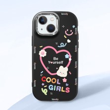 HONTINGA iPhone 13 Mini ile Uyumlu Kılıfı Kamera Korumalı Düşüme Önleyici Basitlik Siyah Yumuşak Silikon Telefon Kılıfı Kalp Desenli K4-0226