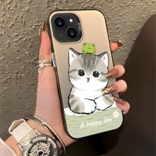 HONTINGA iPhone 13 Mini ile Uyumlu Kılıfı Silikon Kenar Sert Arka Düşüme Önleyici Basitlik Anti Düşme Kamera Korumali Kedi Desen Telefon Kılıfı Kadın ve Erkek Için Uygundur K1-0852