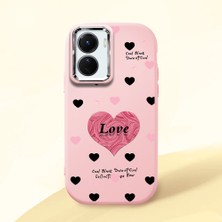 HONTINGA Vivo Y02S ile Uyumlu Kılıfı Kamera Korumalı Düşüme Önleyici Basitlik Pembe Yumuşak Silikon Telefon Kılıfı Kalp Desenli K4-0228