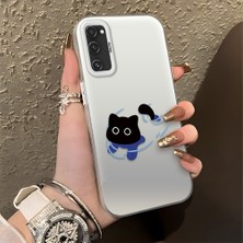 HONTINGA Samsung Galaxy S20 Fe ile Uyumlu Kılıfı Silikon Kenar Sert Arka Düşüme Önleyici Basitlik Anti Düşme Kamera Korumali Kedi Desen Telefon Kılıfı Kadın ve Erkek Için Uygundur K1-0845