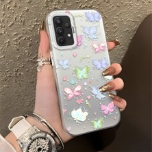 HONTINGA Samsung Galaxy A32 ile Uyumlu Kılıfı Silikon Kenar Sert Arka Düşüme Önleyici Basitlik Anti Düşme Kamera Korumali Küçük Kelebek Desen Telefon Kılıfı Kadın ve Erkek Için Uygundur K1-0851