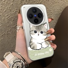HONTINGA Vivo X300 ile Uyumlu Kılıfı Silikon Kenar Sert Arka Düşüme Önleyici Basitlik Anti Düşme Kamera Korumali Kedi Desen Telefon Kılıfı Kadın ve Erkek Için Uygundur K1-0852