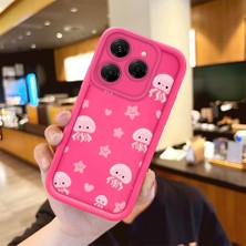 HONTINGA Tecno Spark 20 Pro ile Uyumlu Kılıfı Düşüme Önleyici Basitlik Anti Düşme Kamera Korumali Şirin Ahtapot Desen Gül Kırmızı Yumuşak Silikon Telefon Kılıfı Kadın ve Erkek Için Uygundur K8-0090