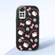HONTINGA Redmi Note 11 ile Uyumlu Kılıfı Kamera Korumalı Düşüme Önleyici Basitlik Siyah Yumuşak Silikon Telefon Kılıfı Hello Kitty Desenli K4-0182