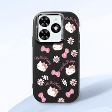 HONTINGA Infinix Smart 8 ile Uyumlu Kılıfı Kamera Korumalı Düşüme Önleyici Basitlik Siyah Yumuşak Silikon Telefon Kılıfı Hello Kitty Desenli K4-0182