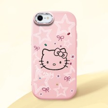 HONTINGA iPhone Se 2022 ile Uyumlu Kılıfı Kamera Korumalı Düşüme Önleyici Basitlik Pembe Yumuşak Silikon Telefon Kılıfı Hello Kitty Desenli K4-0227