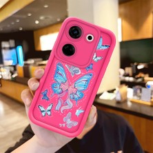 HONTINGA Tecno Camon 20 Pro 4g ile Uyumlu Kılıfı Düşüme Önleyici Basitlik Anti Düşme Kamera Korumali Şirin Mavi Kelebek Desen Gül Kırmızı Yumuşak Silikon Telefon Kılıfı Kadın ve Erkek Için Uygundur K8-0084