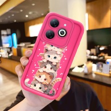 HONTINGA Tecno Spark 20 ile Uyumlu Kılıfı Düşüme Önleyici Basitlik Anti Düşme Kamera Korumali Şirin Kedi Desen Gül Kırmızı Yumuşak Silikon Telefon Kılıfı Kadın ve Erkek Için Uygundur K8-0086