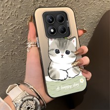 HONTINGA Xiaomi Redmi Note 14 Pro 5g ile Uyumlu Kılıfı Silikon Kenar Sert Arka Düşüme Önleyici Basitlik Anti Düşme Kamera Korumali Kedi Desen Telefon Kılıfı Kadın ve Erkek Için Uygundur K1-0852