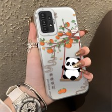 HONTINGA Samsung Galaxy A13 ile Uyumlu Kılıfı Silikon Kenar Sert Arka Düşüme Önleyici Basitlik Anti Düşme Kamera Korumali Kedi Panda Telefon Kılıfı Kadın ve Erkek Için Uygundur K1-0846