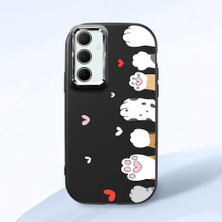 HONTINGA Samsung Galaxy A35 ile Uyumlu Kılıfı Kamera Korumalı Düşüme Önleyici Basitlik Siyah Yumuşak Silikon Telefon Kılıfı Kedi Desenli K4-0184