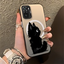 HONTINGA Xiaomi Redmi Note 10 ile Uyumlu Kılıfı Silikon Kenar Sert Arka Düşüme Önleyici Basitlik Anti Düşme Kamera Korumali Kedi Desen Telefon Kılıfı Kadın ve Erkek Için Uygundur K1-0850