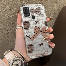 HONTINGA Samsung Galaxy A21S ile Uyumlu Kılıfı Silikon Kenar Sert Arka Düşüme Önleyici Basitlik Anti Düşme Kamera Korumali Fiyonk Desen Telefon Kılıfı Kadın ve Erkek Için Uygundur K1-0844