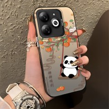 HONTINGA Tecno Spark 20 ile Uyumlu Kılıfı Silikon Kenar Sert Arka Düşüme Önleyici Basitlik Anti Düşme Kamera Korumali Kedi Panda Telefon Kılıfı Kadın ve Erkek Için Uygundur K1-0846