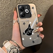 HONTINGA Tecno Spark 20 ile Uyumlu Kılıfı Silikon Kenar Sert Arka Düşüme Önleyici Basitlik Anti Düşme Kamera Korumali Gitar Desen Telefon Kılıfı Kadın ve Erkek Için Uygundur K1-0849