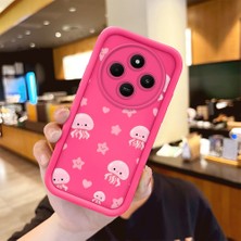 HONTINGA Redmi 14C ile Uyumlu Kılıfı Düşüme Önleyici Basitlik Anti Düşme Kamera Korumali Şirin Ahtapot Desen Gül Kırmızı Yumuşak Silikon Telefon Kılıfı Kadın ve Erkek Için Uygundur K8-0090