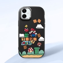 HONTINGA Samsung Galaxy A06 ile Uyumlu Kılıfı Kamera Korumalı Düşüme Önleyici Basitlik Siyah Yumuşak Silikon Telefon Kılıfı Mario Desenli K4-0181