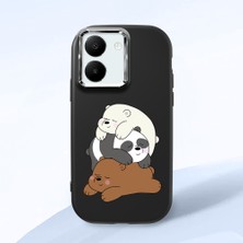 HONTINGA Vivo Y27 ile Uyumlu Kılıfı Kamera Korumalı Düşüme Önleyici Basitlik Siyah Yumuşak Silikon Telefon Kılıfı Ayı Desenli K4-0225