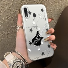 HONTINGA Samsung Galaxy A30 ile Uyumlu Kılıfı Silikon Kenar Sert Arka Düşüme Önleyici Basitlik Anti Düşme Kamera Korumali Gitar Desen Telefon Kılıfı Kadın ve Erkek Için Uygundur K1-0849